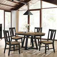 Transitional 5-Piece Dining Set with Splat Back Side Chairs