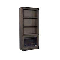 Transitional 74" Fireplace Display Case with Open Shelving