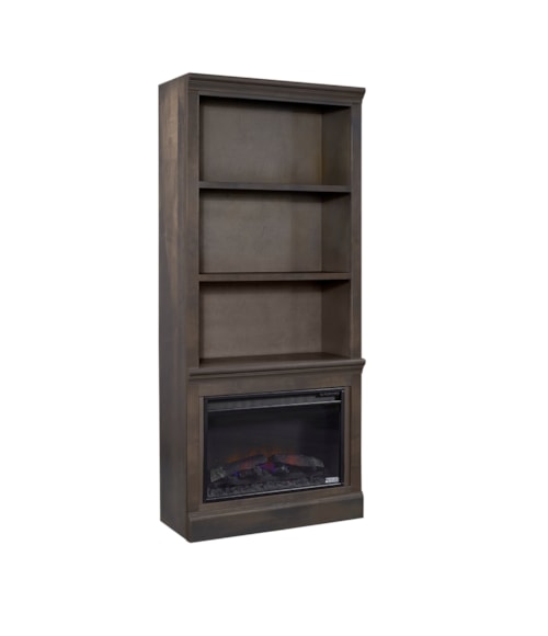 Transitional 74" Fireplace Display Case with Open Shelving