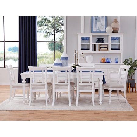 Coastal 9-Piece Dining Set with Upholstered Chairs