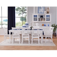 Coastal 7-Piece Dining Set with Six Upholstered Chairs
