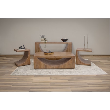 Modern Rustic 4-Piece Occasional Table Set with Center Cutout