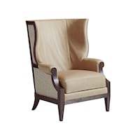 Merced Leather Wing Chair with Exposed Wood