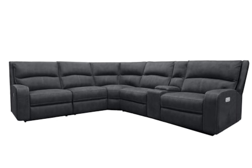 Casual 6-Piece Power Reclining Sectional Sofa with Power Headrests