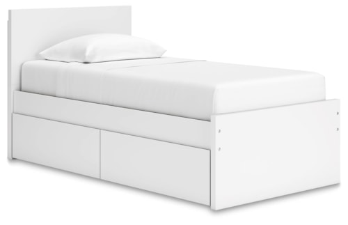 Contemporary Twin Panel Platform Bed with Side Storage Drawers