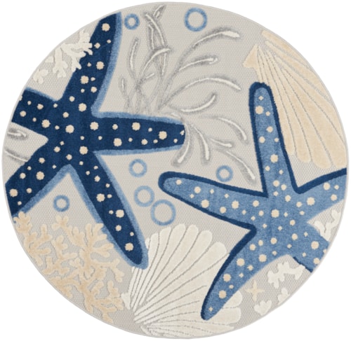 4'  Blue/Grey Round Rug