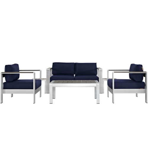 6 Piece Outdoor Patio Aluminum Sectional Sofa Set