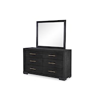 Contemporary 6-Drawer Dresser and Mirror Set