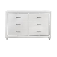 Glam 6-Drawer Dresser with Mirror Accents