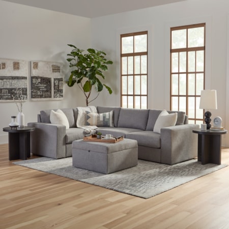 4-Seat Sectional Sofa and Storage Ottoman