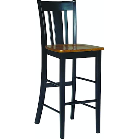 Transitional 30"H San Remo Stool in Cherry / Black