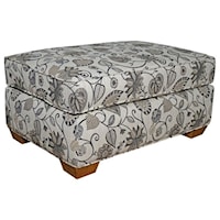 Casual Large Ottoman with Tapered Wood Feet