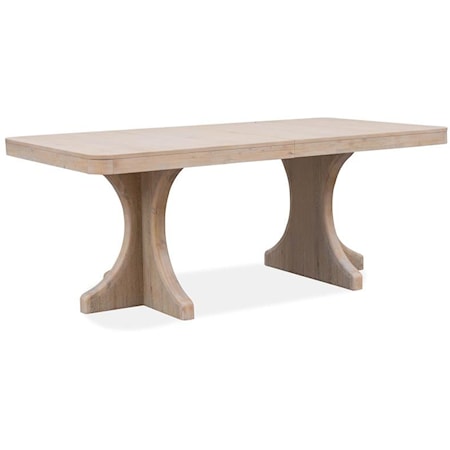 Contemporary Trestle Dining Table with Extension Leaf