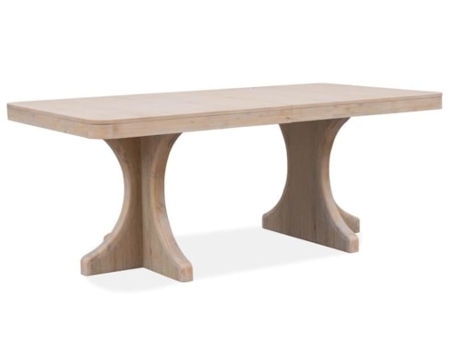 Contemporary Trestle Dining Table with Extension Leaf