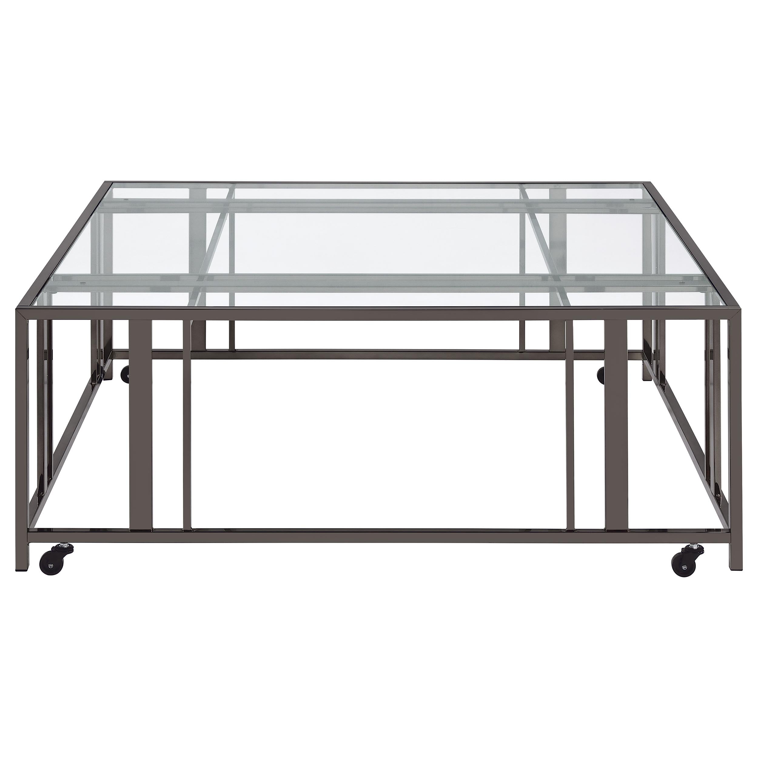 Adri Glass Top Coffee Table w/ Casters