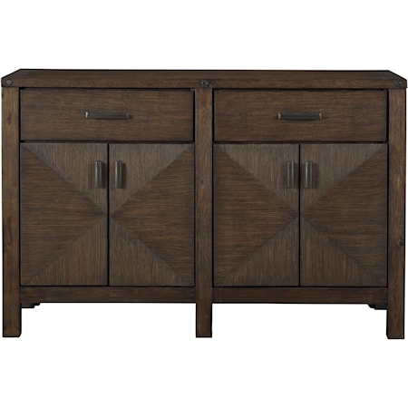 Casual Dining Room Server with Diamond-Pattern Veneer Inlay