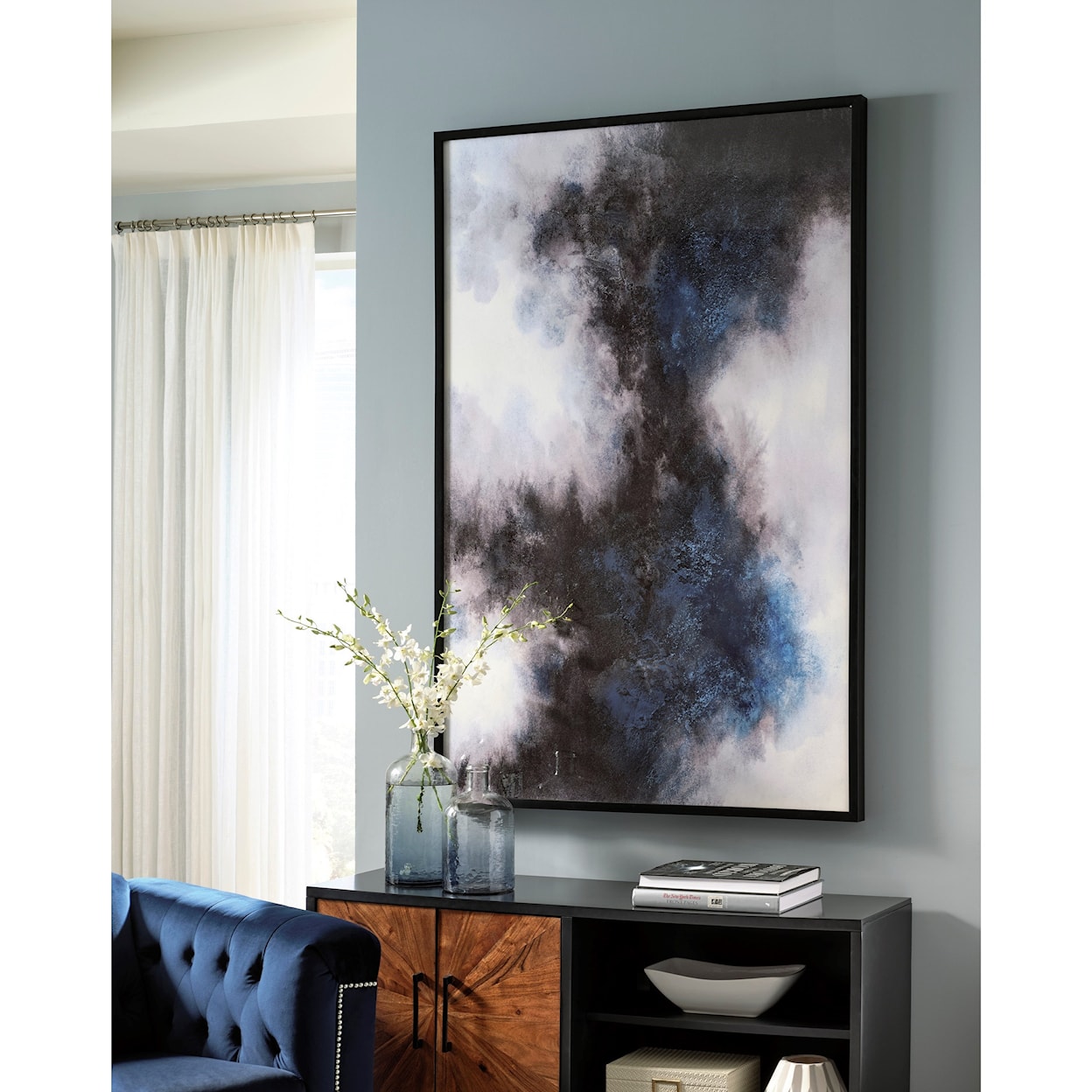 Signature Design by Ashley Wall Art Bellecott Black/White/Blue Wall Art