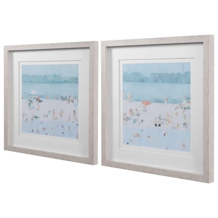 Sea Glass Sandbar Framed Prints, Set/2