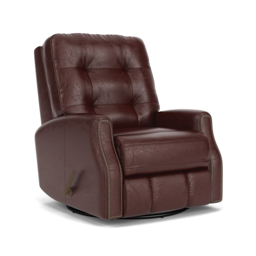Button Tufted Swivel Glider Recliner with Nailheads