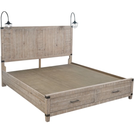 California King Storage Panel Bed