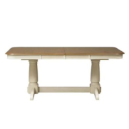 Transitional Double Pedestal Table with Leaves