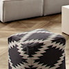 Diamond Sofa Furniture Pouf Square Pouf In White/Grey Pattern Wool