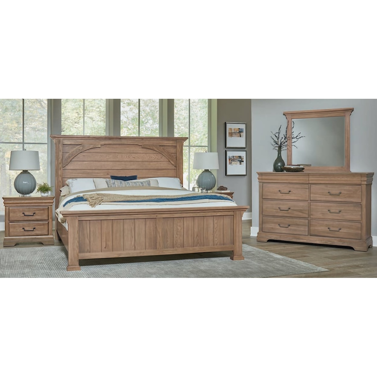 Vaughan Bassett Vista King Mansion Bed with Metal Support Slats