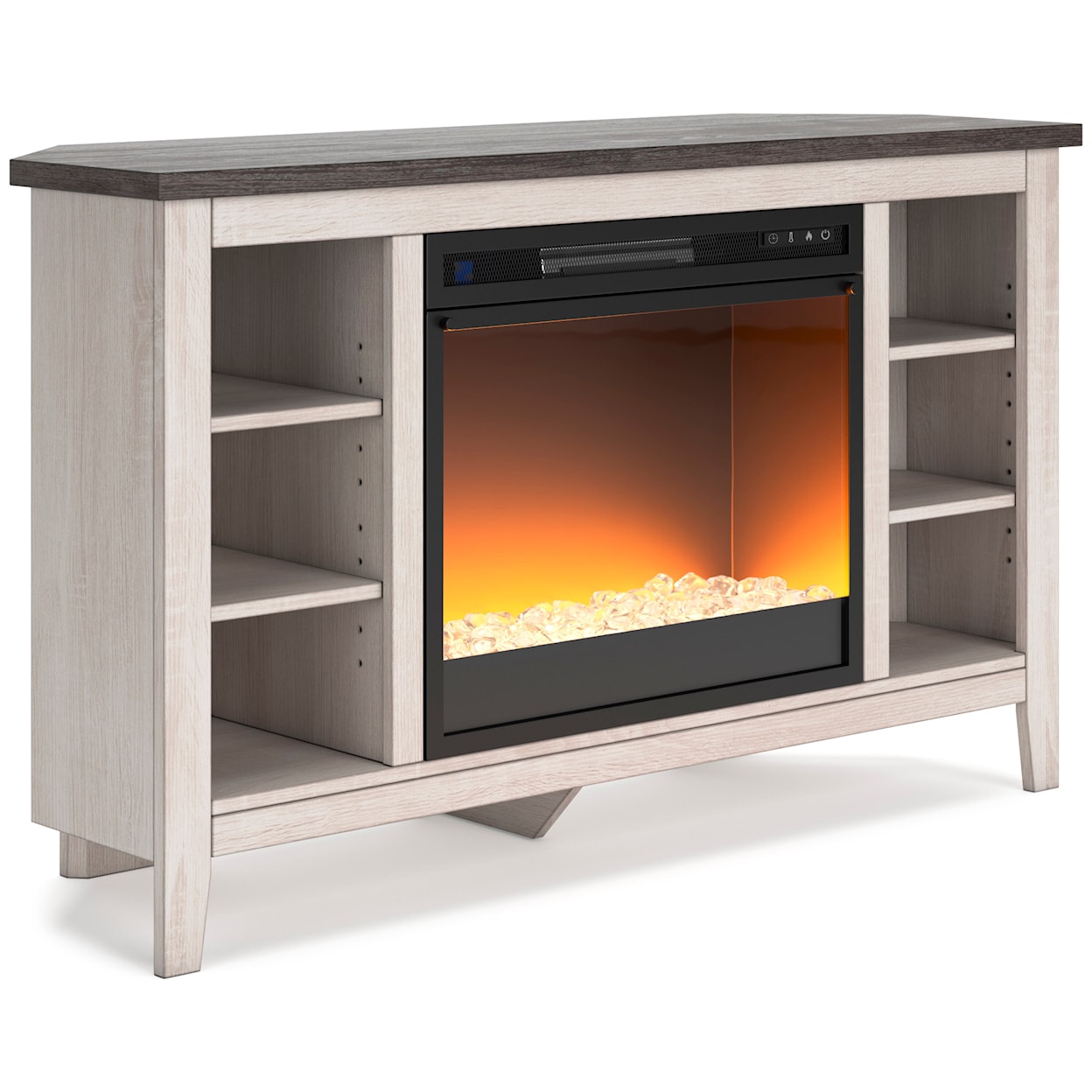 Signature Design by Ashley Dorrinson Corner TV Stand with Fireplace