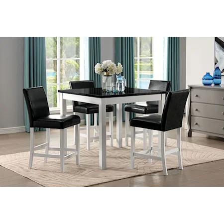 5-Piece Contemporary Counter Height Dining Set with Two Tone Finish