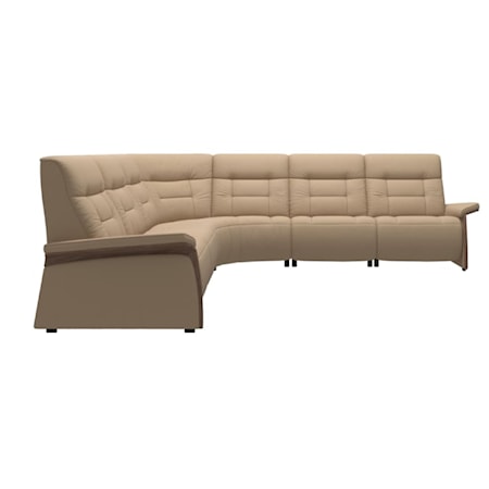 Power Recl Sectional w/ Pwr Head &amp; Wood Arm