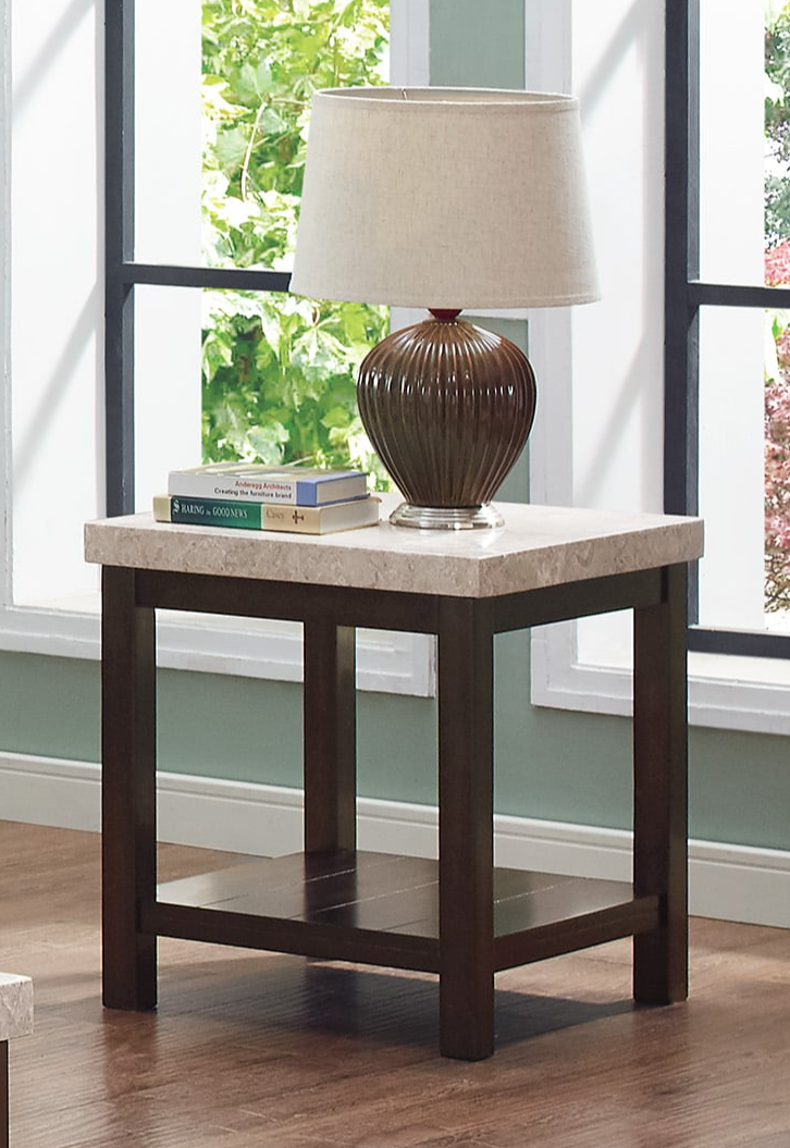 Crown Mark Kelia 427402 Transitional End Table with Faux Marble Top