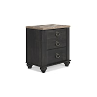 Farmhouse 3-Drawer Nightstand with USB Ports