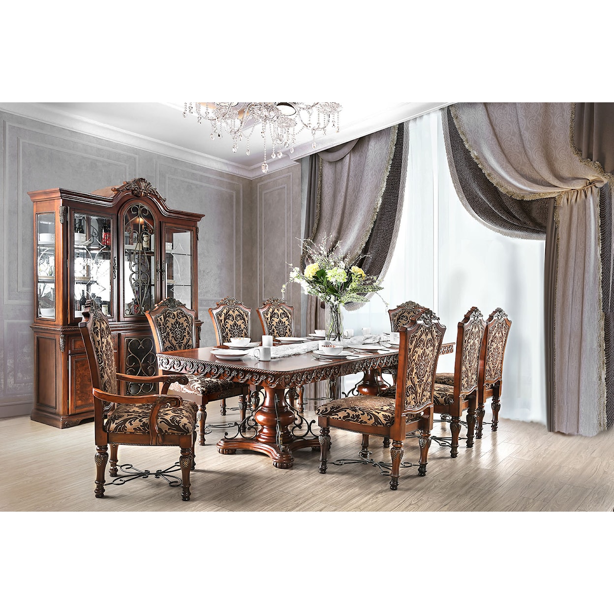 Furniture of America - FOA Lucie 7-Piece Dining Table Set