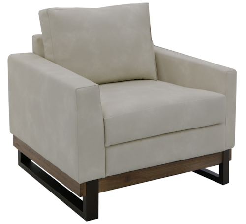 Contemporary Armchair with Exposed Wooden & Metal Base