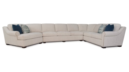 3-Piece Customizable Sectional Sofa with Raised Panel Arms and Nailheads