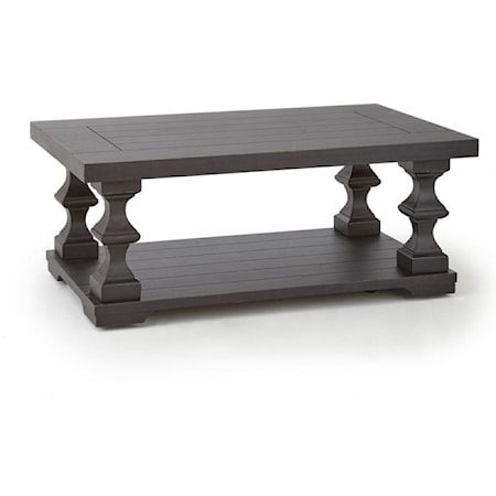 Rectangular Cocktail Table with Plank Style Top