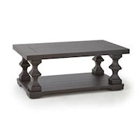 Rectangular Cocktail Table with Plank Style Top