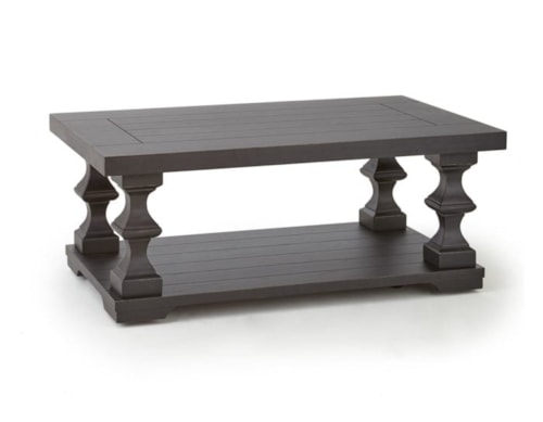 Rectangular Cocktail Table with Plank Style Top