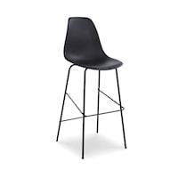 Black Bar Height Bar Stool with Molded Plastic Seat