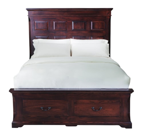 Traditional Queen Panel Bed with Drawer End