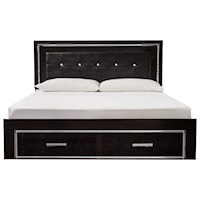 Glam King Upholstered Storage Bed with LED Lighting