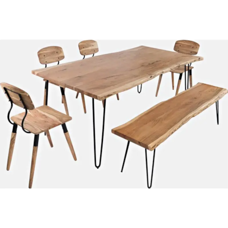 60" Dining Table with 4 Chairs and Bench