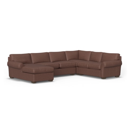 Casual 5-Seat Sectional Sofa with Rolled Sock Arms