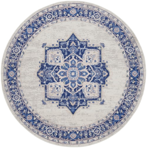 8'  Ivory Blue Round Rug