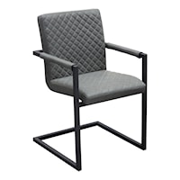 Nolan 2-Pack Dining Chairs In Charcoal Diamond Tufted Leatherette On Charcoal Powder Coat Frame