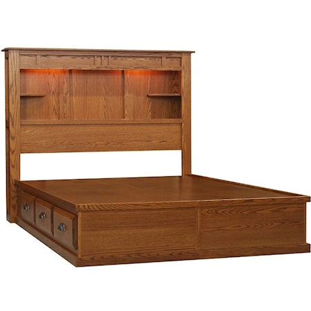 King Bookshelf Storage Bed