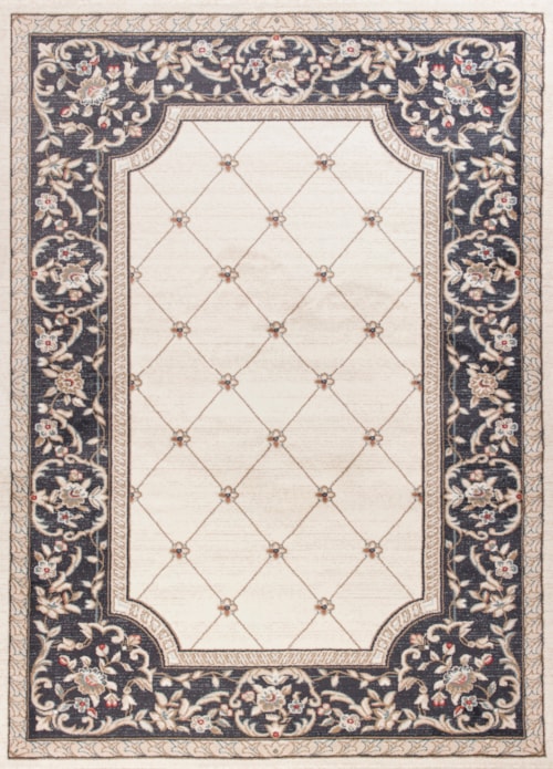 7'10" Ivory/Grey Courtyard Round Rug