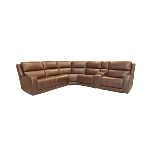 Casual 6-Piece Power Reclining Sectional Sofa with Heat & Massage