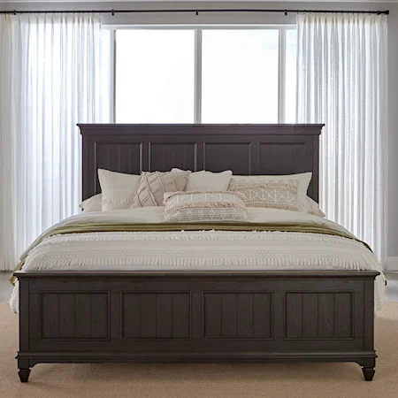 Cottage Queen Panel Bed with Crown Molded Headboard