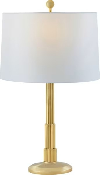 Contemporary Brass Table Lamp with Round Linen Shade